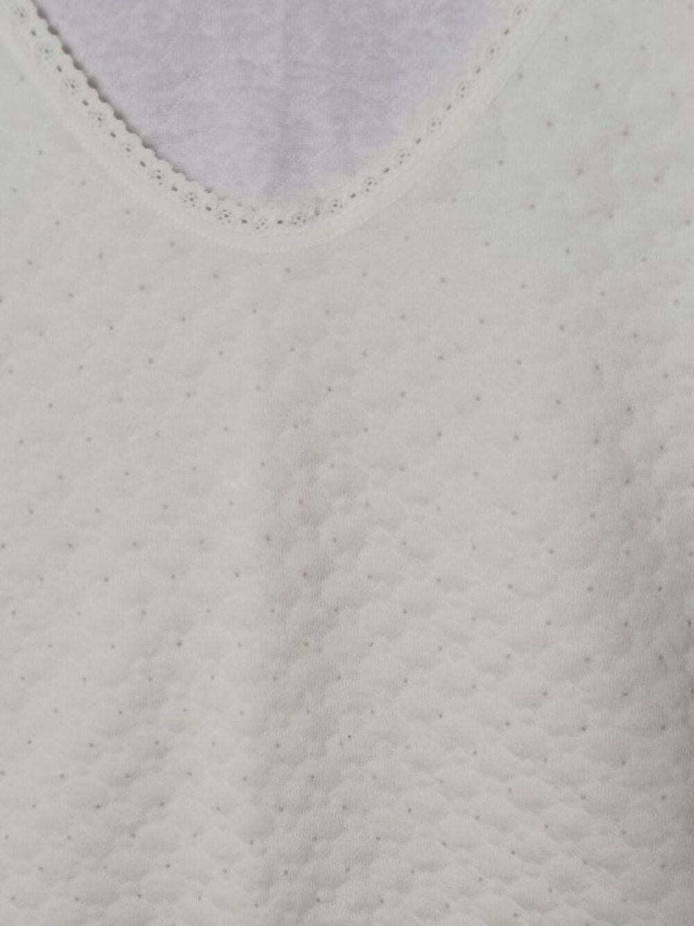 Silver Ox Vtg Womens Textured Thermal Top  W/Lace Trim White Large - Picture 14 of 16